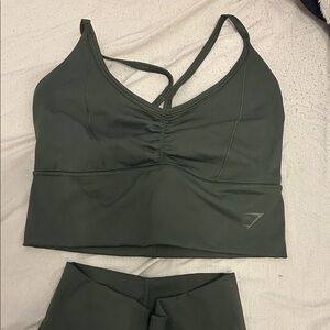 Women's Olive Green Sports Bra and Yoga Pants Set